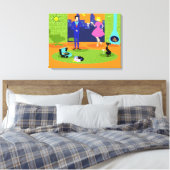 Retro romantische avond paar canvas Print (Insitu (Slaapkamer))