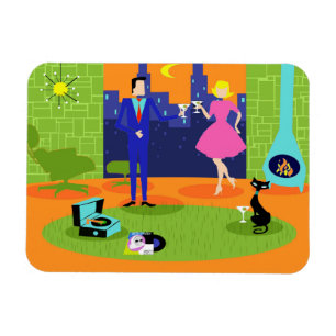 Retro romantische avond paar flexibele magneet