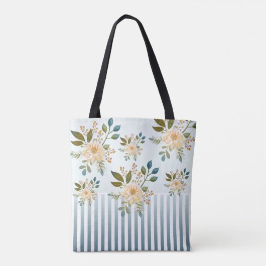 Retro Romantische Bloem Bruidstas Tote Bag (Achterkant)