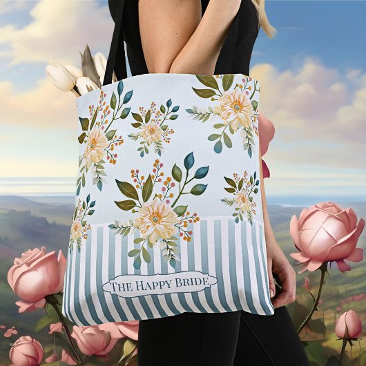 Retro Romantische Bloem Bruidstas Tote Bag