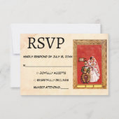  Retro Romantische Bruid Bruidegom 50s Huwelijk RSVP Kaartje (Voorkant)