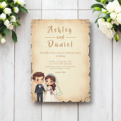 retro romantische bruid en bruidegom bruiloft kaart