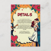 Retro Romantische bruid en bruidegom Comic Style W Informatiekaartje (Voorkant)