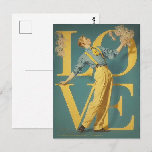 Retro Romantische LIEFDE Briefkaart (Voorkant / Achterkant)