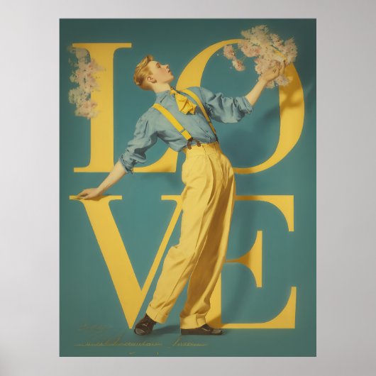 Retro Romantische LIEFDE Poster (Voorkant)