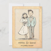  Retro Romantische Paar 50s Comic Wedding Kaart (Voorkant)