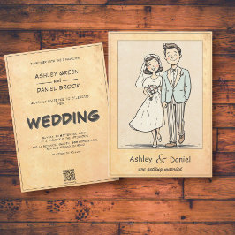  Retro Romantische Paar 50s Comic Wedding Kaart