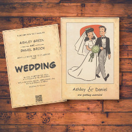  Retro Romantische Paar 50s Comic Wedding Kaart