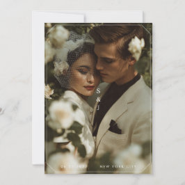 Retro Romantische Platte Save The Date Kaart