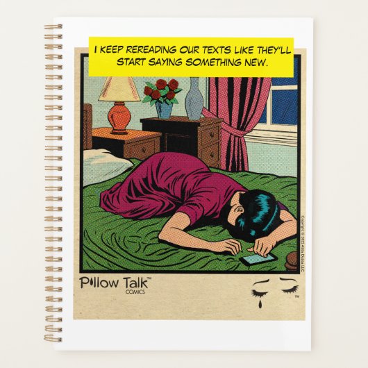 Retro Romantische Strip: Huilend Kussen Praat Ontw Planner (Voorkant)