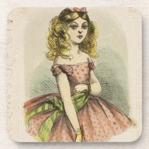 Retro romantische valentijnskaart, 19e eeuw bier onderzetter