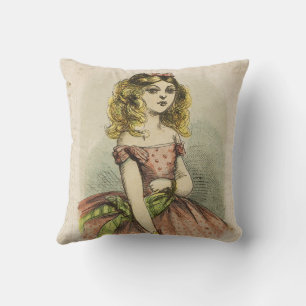 Retro romantische Valentijnskaart, 19e eeuw Kussen