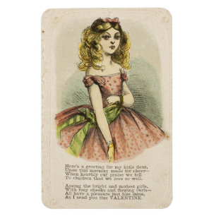 Retro romantische valentijnskaart, 19e eeuw magneet