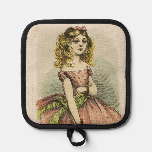 Retro romantische Valentijnskaart, 19e eeuw Pannenlap (Voorkant)