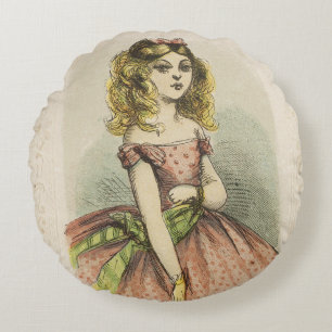Retro romantische Valentijnskaart, 19e eeuw Rond Kussen