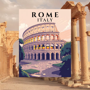 Retro Rome Colosseum Italiaanse architectuur Kunst Briefkaart