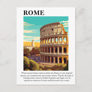 Retro Rome Colosseum Italië Reisillustratie Briefkaart