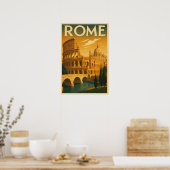 Retro Rome, Italië in  Art Deco Stijl Reizen Poster (Keuken)