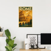 Retro Rome, Italië in  Art Deco Stijl Reizen Poster (Thuiskantoor)
