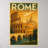 Retro Rome, Italië in  Art Deco Stijl Reizen Poster (Voorkant)
