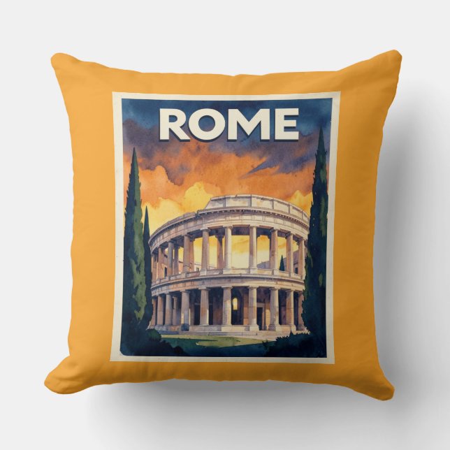 Retro Rome Reisposter Kussen (Voorkant)