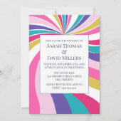 Retro ronde werveling psychedelische bruiloft uitn kaart (Voorkant)