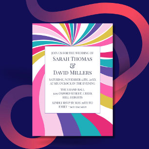 Retro ronde werveling psychedelische bruiloft uitn kaart