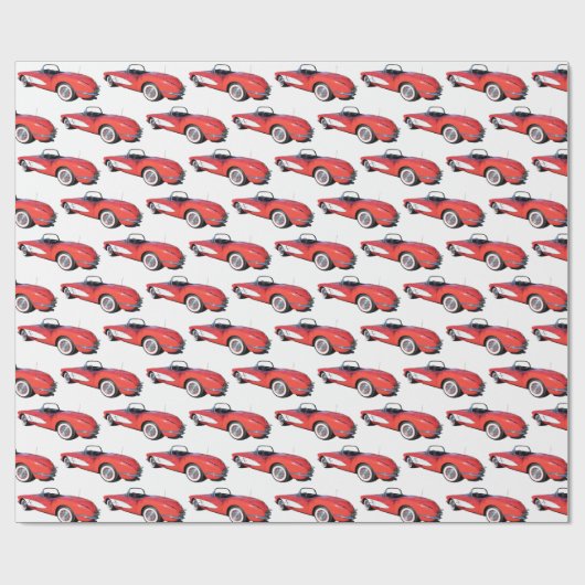 Retro rood 1960 cabriolet cadeaupapier (Vlak)