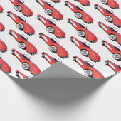 Retro rood 1960 cabriolet cadeaupapier (Hoek)