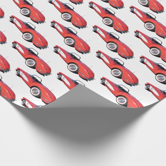 Retro rood 1960 cabriolet cadeaupapier (Hoek)