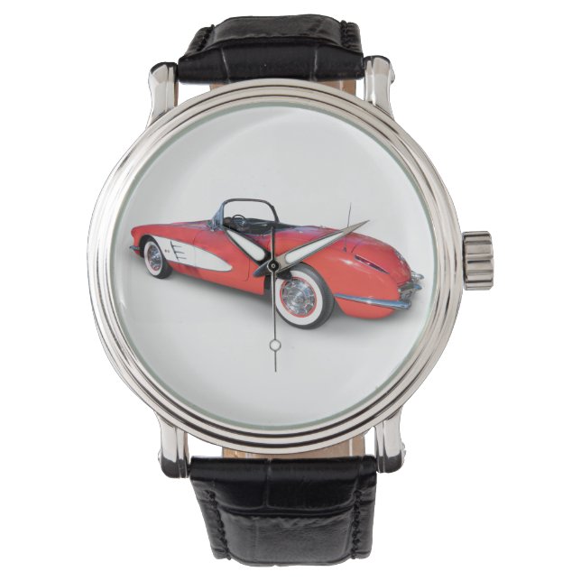 retro rood 1960 korvet horloge (Voorkant)