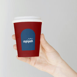 Retro Rood Blauw Effen Kleur Aqiqah Baby shower Papieren Bekers