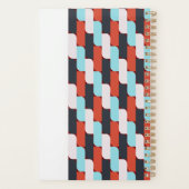 Retro rood blauw geometrisch patroon planner (Achterkant)