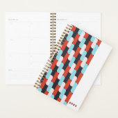 Retro rood blauw geometrisch patroon planner (Display)