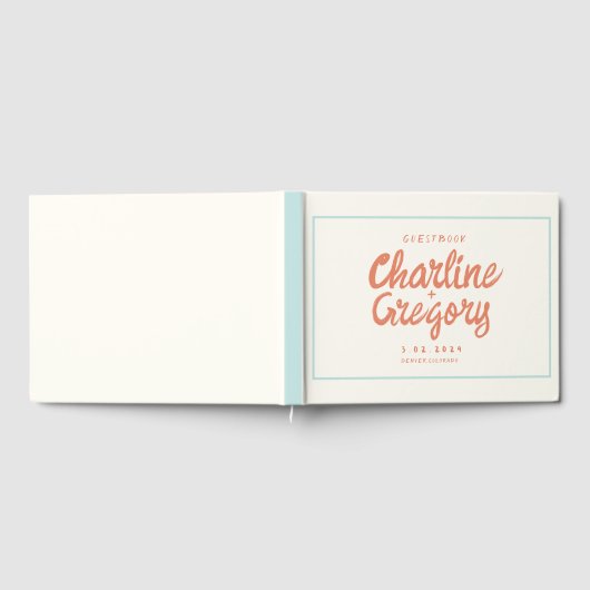 Retro Rood Blauw Handschrift Bruiloft Gastenboek (Volledig)