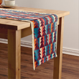 Retro Rood Blauw Modern Eenvoudige Boom Kerst  Korte Tafelloper
