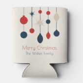 Retro Rood Blauw Ornamenten Kerstfeest Blikjeskoeler (Achterkant)