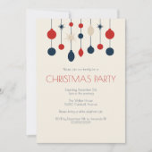 Retro Rood Blauw Ornamenten Kerstfeest Kaart (Voorkant)