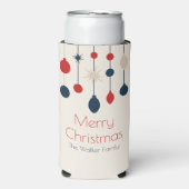 Retro Rood Blauw Ornamenten Kerstfeest Seltzer Blikjeskoeler (Seltzer Voorkant)