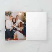 Retro Rood Blauw Ornamenten Kerstfoto Binnen Feestdagen Kaart (Binnen)