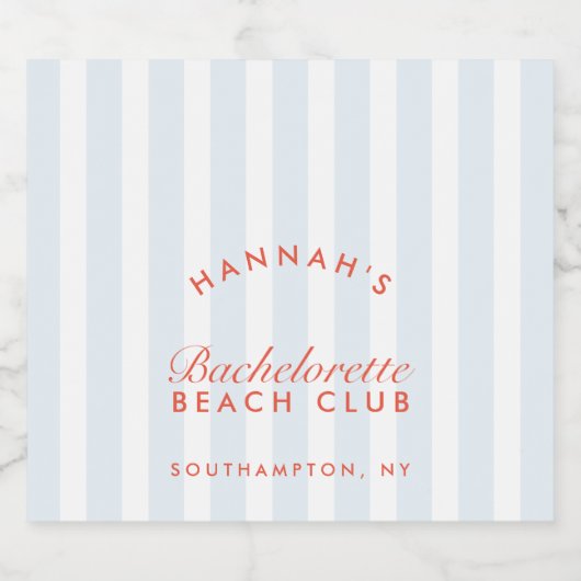 Retro Rood & Blauw Strepen Bachelorette Sparkling Wijnetiket (Enkel label)