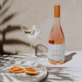 Retro Rood & Blauw Strepen Bachelorette Sparkling Wijnetiket