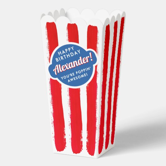 Retro Rood Blauw Wit Stripe Popcorn Film Bioscoop Bedankdoosjes (Achterkant)