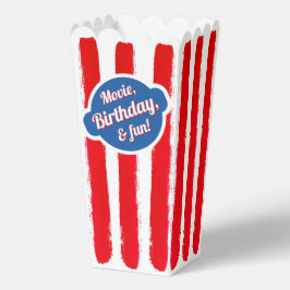 Retro Rood Blauw Wit Stripe Popcorn Film Bioscoop Bedankdoosjes