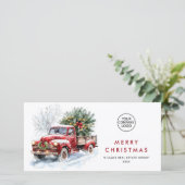 Retro Rood Boerderij Truck Kerstboom Bedrijf Feestdagenkaart (Staand voorkant)