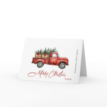 Retro Rood Boerderij Truck Zakelijke Kerstgroet