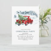 Retro  rood Boerderij Vrachtkerstfeest Kaart (Staand voorkant)