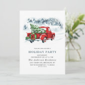 Retro rood Boerderij Vrachtkerstfeest Kaart (Staand voorkant)