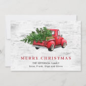 Retro  Rood Boerderij Vrachtwagen Kerstboom Boho Feestdagenkaart (Voorkant)