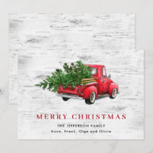 Retro  Rood Boerderij Vrachtwagen Kerstboom Boho